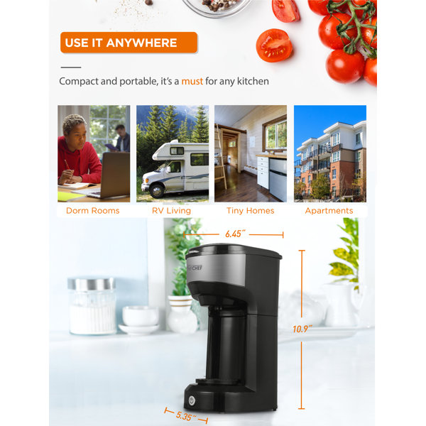 Commercial Chef Coffee Machine, K Cup Coffee Maker 13 Ounce Water Tank, Single Serve Coffee